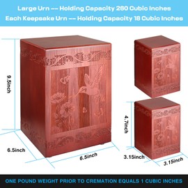 Wooden Cremation Urn for Human, Wood Handmade Engraved Decorative Box, Funeral Urns for Adult Male Female Burial or Memorial Keepsake, Urns for Ashes Men Women