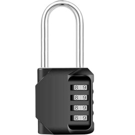 DAYGOS Combination Lock Padlock, 4 Digit Long Shackle Lock with Combination Code, 6 mm Shackle, Weatherproof Combination Locks for Locker, Gym, Tool Box, Black