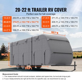 Happybuy Camper Cover for 20-22 ft Motorhomes, Quadruple Layer Non-Woven, Water-Resistant & Tear-Resistant, Class A Protection, Includes Carry Bag, Fixing Patches, Straps & Wheel Guards