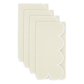 Saro Lifestyle Scalloped Hem Napkin (Set of 4), Natural, 20"