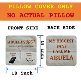 Abuela Gifts 2-Pocket 2-Sided Abuela’S SPOT Throw Pillow Covers 18x18 Inch+ Abuela Ever Engraved Spoon, Mother’s Day Birthday Stocking Stuffers Thanksgiving for Grandma Mom Nana Abuela Grandmother