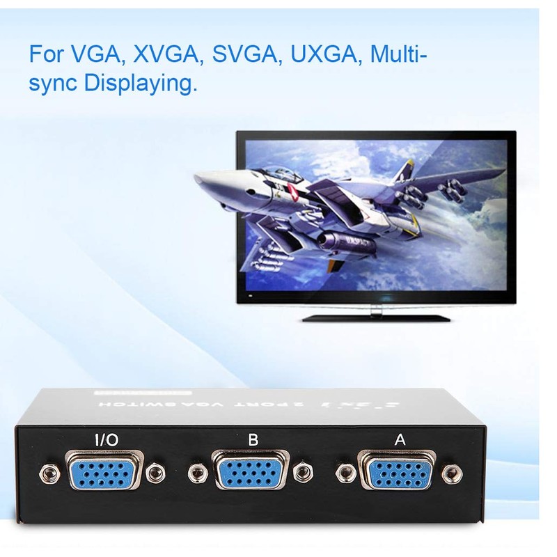 Switch Video Selector Switch Box, 2 in 1 Out VGA