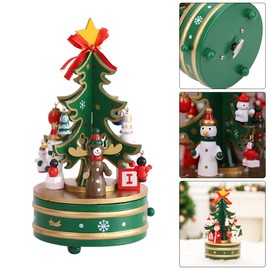 NAVESO Christmas Christmas Tree Music Box Wooden Music Box Christmas Decoration Music Box Wooden with Decoration Accessories