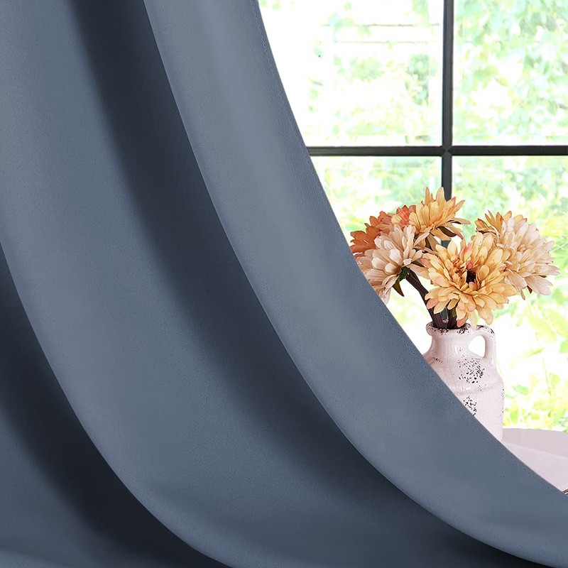 NICETOWN Kitchen Curtains Blackout Curtains & Drapes, Stone Blue, 34"