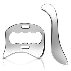 Opeisiio 2 in 1 Stainless Steel Gua Sha Massage Tools Set, Muscle Scraper Scraping Tool Used for Back, Legs, Arms,Neck,Shoulder, Soft Tissue Massage Tool