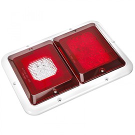 Partsam 2x Horizontal Mount Dual Stop Turn Tail Backup Reverse Lights 33 LED Surface Mount RV Double Led Taillight 12V IP67 White Base w Gasket