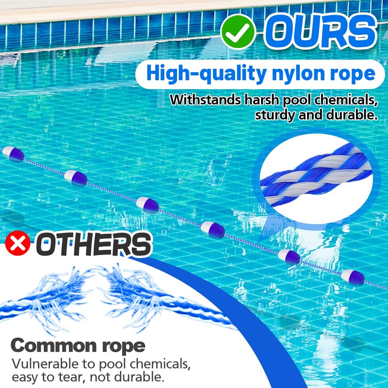 16ft -20ft Adjustable Pool Safety Rope with Floats, Floating Pool