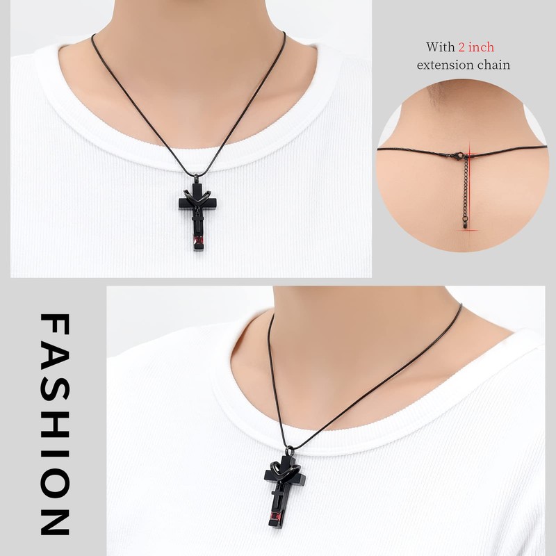 Cremation Jewelry Black Cross Urn Pendant Keepsake Memorial Necklace