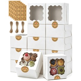 50 Cajas de Postre con Ventanas, Cajas Individuales para Cupcakes Blanco                                                                              