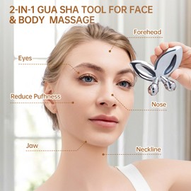 Ice Face Roller for Women,3D Dual-Roller Gua Sha Facial Tool for Skin Care,2-in-1Face Massager Tool for Eye Wrinkles&Skin Tightening,Metal Body Gua Sha Massager Tool for Muscle Ache&Lymphatic Drainage
