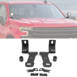 ROMELACK Hood Mount Brackets Ditch Light Pods Bracket No Drilling Compatible with Chevy Silverado Fit GMC Sierra 1500 2500 3500 2019-2024
