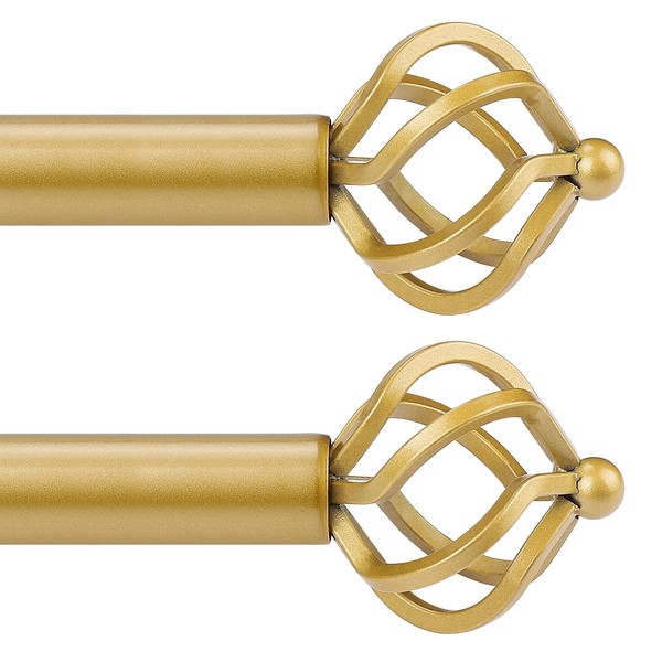 knobelite（2 Pack）Curtain Rod, Gold Curtain Rods 43 to 51 inches, 1" Diameter Drapery Rod of Window Treatment with Brackets for Bedroom, Living Room, Kitchen, Bathroom
