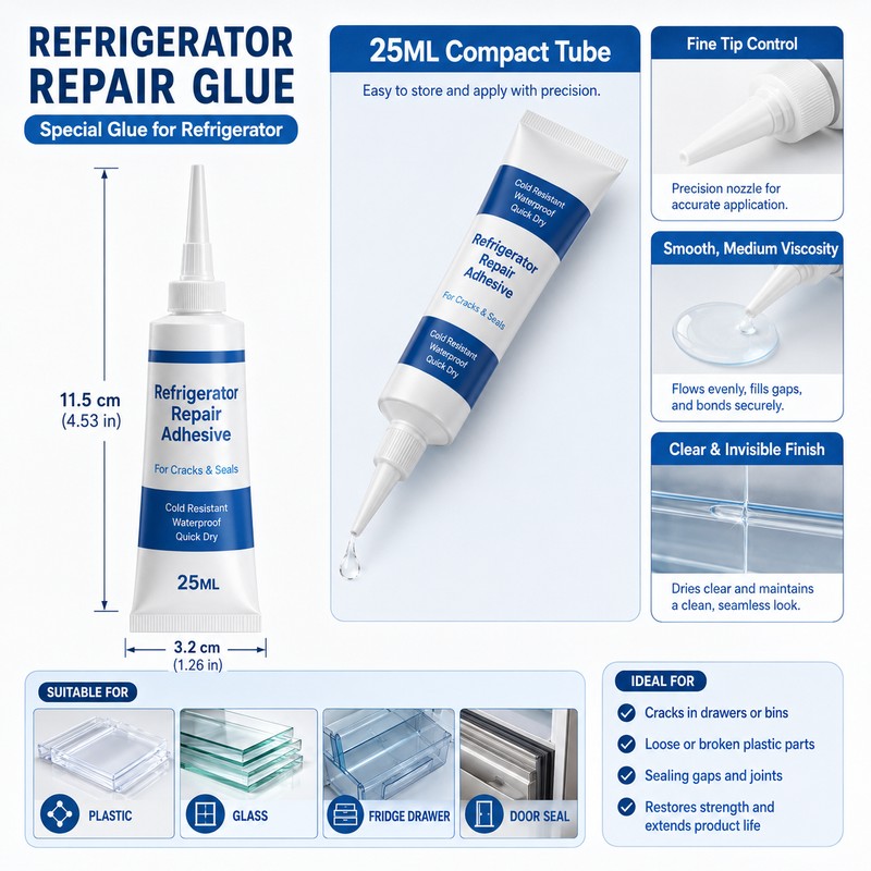 Clear Refrigerator Repair Adhesive for Plastic & Glass – 25