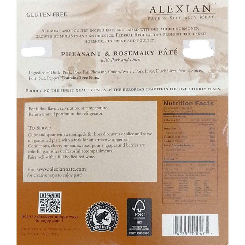 Pheasant Rosemary Pate, 5 oz, 4 pack