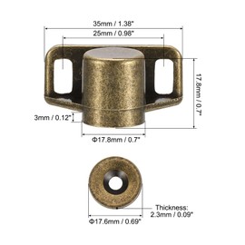 PATIKIL Magnetic Cabinet Door Catch, 4 Set Zinc Alloy Magnet Cabinet Latch Closure Hardware for Kitchen Cupboard Closet Furniture Doors with 12 Screws, Bronze