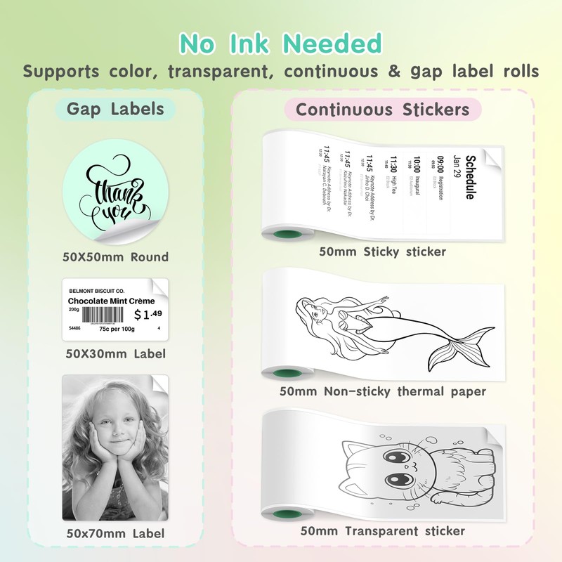 Gloryang JD-23 Sticker Printer, Mini Portable Thermal Printer Print Pod,