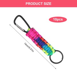 HENGBIRD Schlüsselband Karabiner 10 Stück Set - Paracord Schlüsselanhänger Bunt Geflochten mit D-Ring & Clip - Outdoor Lanyard für Rucksack Camping Kindergeburtstag
