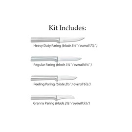 Rada Cutlery 4-Piece Granny, Peeling, Regular, and Heavy Duty Paring Knife Set, Silver Handles