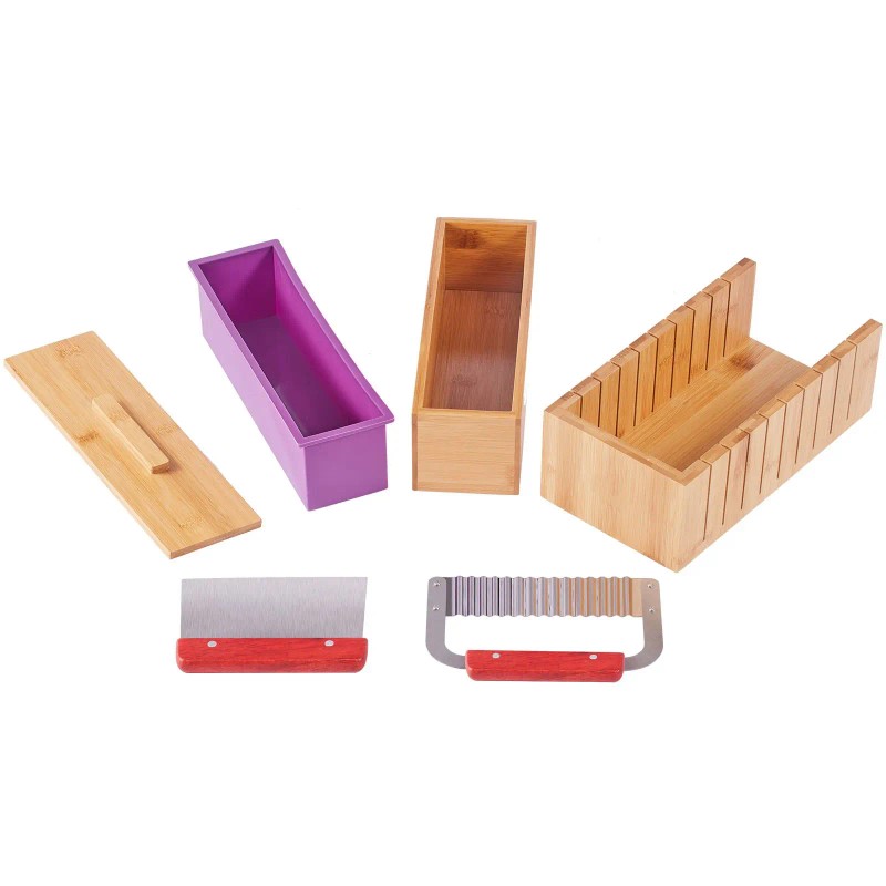 100 Bags Soap Making Kit with Bamboo Cutting Box Stainless