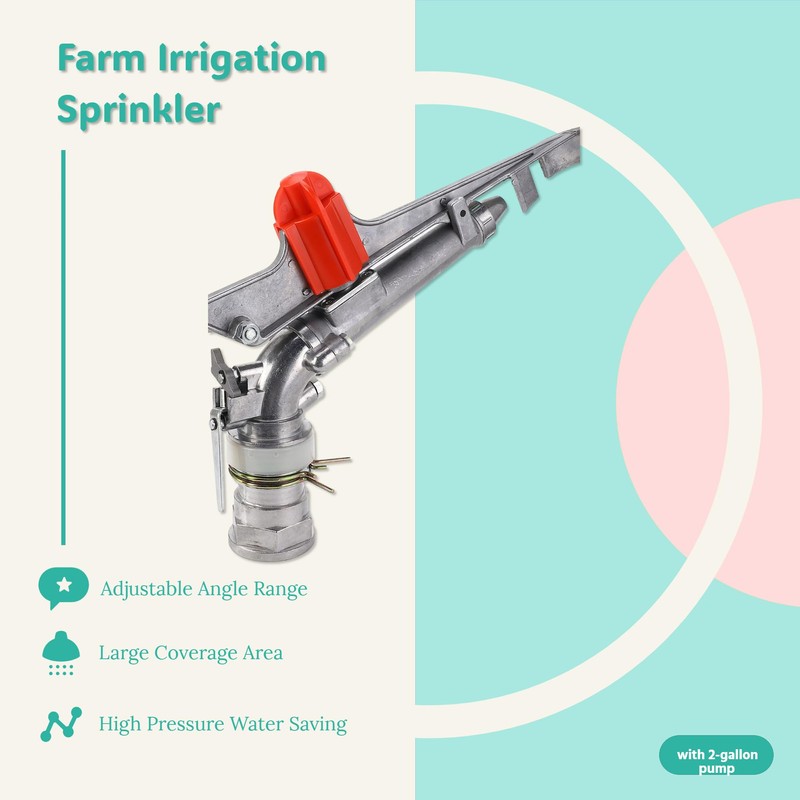 2" Water Spray Gun, Large-Area Irrigation Spray Gun Sprinkler, 360°