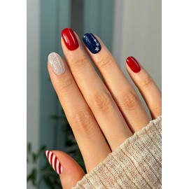 ohora Semi Cured Gel Nail Strips (N State Twilight) - Works with Any Lamps, Salon-Quality, Long Lasting, Easy to Apply & Remove - Includes 2 Prep Pads, Nail File & Wooden Stick