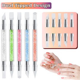 10 Pcs Nail Art Sculpture Pen Dual Tipped Silicone Nail Tools Nail Art Acrylic Pen Silicone Brushes for Resin Nail Art Tools for Design Nail Foil Carving Drawing Effect Shaping Drawing