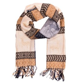 Enzianblau Costume Scarf Stag Motif Women's Viscose 100% Animal Print Scarf for Dirndl Oktoberfest Marron Foncé, Marron Fonce