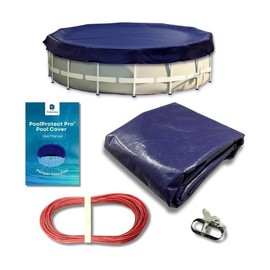 Winter Pool Cover 12 ft Round for Above Ground | Ultra Thick & Durable Above-Ground Pool Cover | PoolProtect Pro Premium Cold- and UV-Resistant Pool Cover | by Protectera (Blue, 12ft)