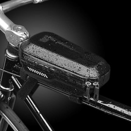 Uxsiya Bike Front Tube Frame Pouch Holder, Non Leakage EVA Hard Shell Elegant Protect From Crash Bicycle Saddle Bag Reflective Logo Waterproof for Storage
