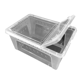 Jungle Bob - Clear Plastic Reptile Terrarium Box - Easy Pet Transportation - Enclosure for Small Herps - Side Ventilation - Clear View - Fade Resistant - Glossy Finish - Small - 7.5" x 5" x 3"