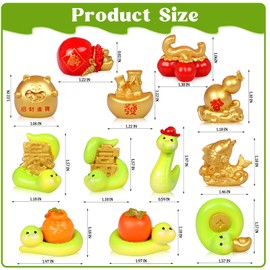 LPREUTWN 12 Pcs 2025 Miniature Snake Figures Chinese New Year Snake Resin Ornament Fairy Garden Decoration Animals for Car Dashboard Office Table Desk Chinese Zodiac Year Decoration