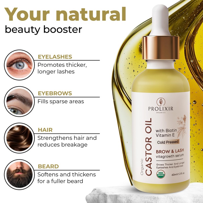 Prolixir PROLIXIR Organic Castor Oil with Biotin & Vitamin E,