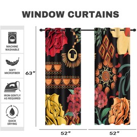 MIZSYE CLTLMS3 - Cortinas opacas, pinturas de acuarela, impresiones de arte moderno, cortinas aisladas, recámara, sala de estar, decoración de habitación de invitados, 2 piezas de 52 x 63 pulgadas