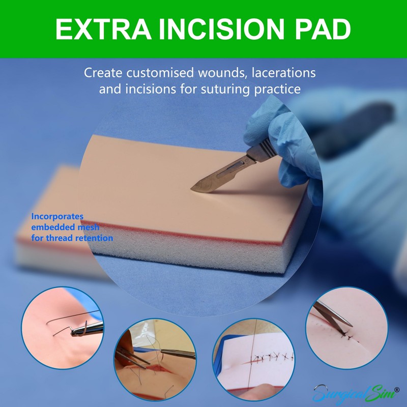SurgicalSim Suture Practice Kit for Students with Extra Practice Pad,