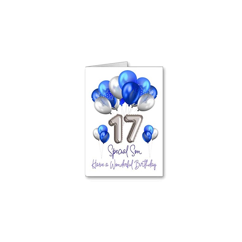 Birthday card Son Happy 17th 17 Balloons age (envelope Included)