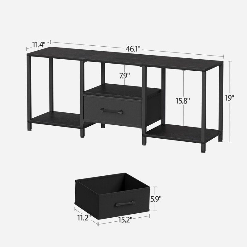 JARHETUN TV Stand with Fabric Drawer for 55 Inch TV,