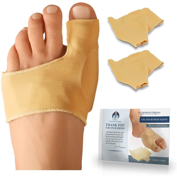 Dr. Frederick's Original Bunion Sleeves - 2 Pieces - Bootie Bunion Cushions - Gel Pad Bunion Relief Guard for Women & Men - Large - W7-14 | M5-13