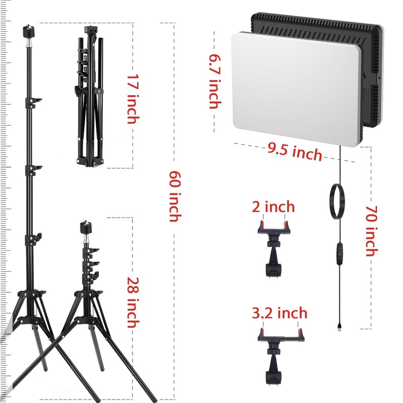 2-Pack LED Video Light Kit, Velvora 15W Photography Lighting with