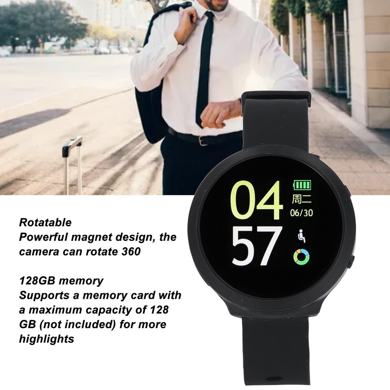 Smart Watch with Camera, 1080P USB Wearable Video Camera with