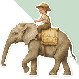 Extra Large 460mm 'Boy Riding an Elephant' Permanent Sticker Decal for Cars/Windows/Bins/Walls (DW00121823)