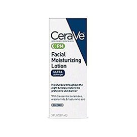CeraVe loción hidratante facial PM ultra liviana, 3 onzas