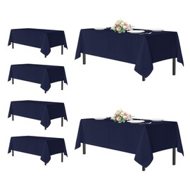 sancua Rectangle Tablecloths for 6 Foot Tables, 6 Pack - Washable Polyester Fabric Table Cloth for Wedding Party, Birthday, Banquet Reception, 54x108 Inch, Navy Blue