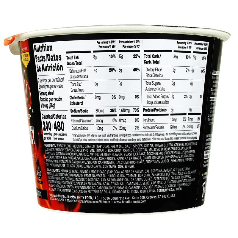 Tapatio Spicy Ramen Noodle Soup Big Bowl - Extra Spicy