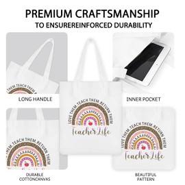 Teacher Gifts for Women Teacher Appreciation Gift 2pcs Teacher Tote Canvas Bag Unique Best Gift Ideas from Students Thank you Teacher Gifts Birthday Gifts for Teachers