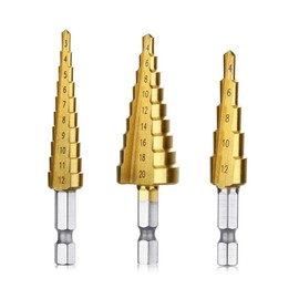 There is Love Step Drill Titanium Coated Hex Shaft Set of 3 (4-20, 4-12, 3-12), Bamboo Shoot Drill, mm