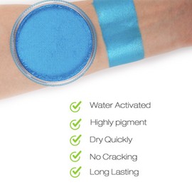 Bowitzki 30g Professional Face Paint Body Paint Water Based Face painting Makeup Safe for Kids and Adults Split Cake Single Color (Metallic Blue)