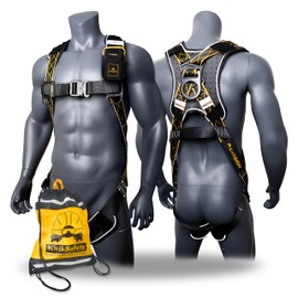 KwikSafety TORNADO DiamondBACK Safety Harness [3 QUICK CONNECT BUCKLES + 1 D-RING] ANSI OSHA Premium Fall Protection Black Full Body Fall Arrest Construction Roofing Gear