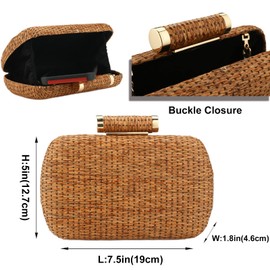 YYW Straw Clutch Purse for Women Hand-Woved Evening Handbag Party Wedding Summer Wicker Beach Bag (Brown)