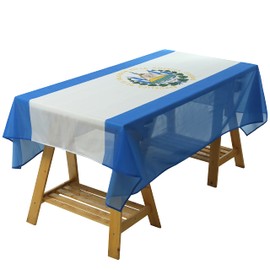 Rectangular Tablecloth El Salvador Salvadoran Flag Tablecloth Fade-Resistant Washable National Flag Tablecloth, Suitable for Kitchen Dining Family Gatherings and Outdoor Events,59 Inches * 83 Inches.