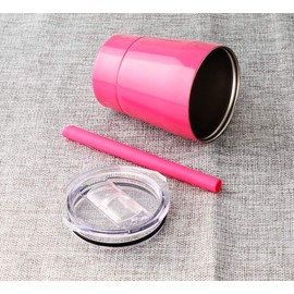 Colorful PoPo Kids Stainless Steel Cup Lovely Small Rambler Tumbler with Lid and Silicone Straw, 8.5 OZ (1, Rose Red)